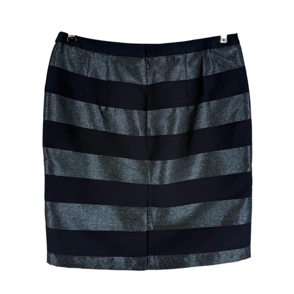 Tommy Hilfiger Pencil Skirt Womens Size 8 Navy Blue Metallic Rugby Stripe NEW - Picture 3 of 9
